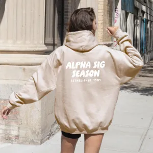 Alpha Sigma Alpha Tan Hoodie with Puff Design - Foxy Season