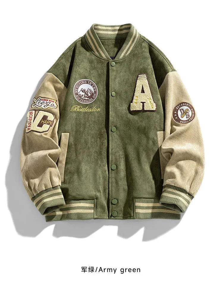 American Retro Loose Letter Baseball Jacket