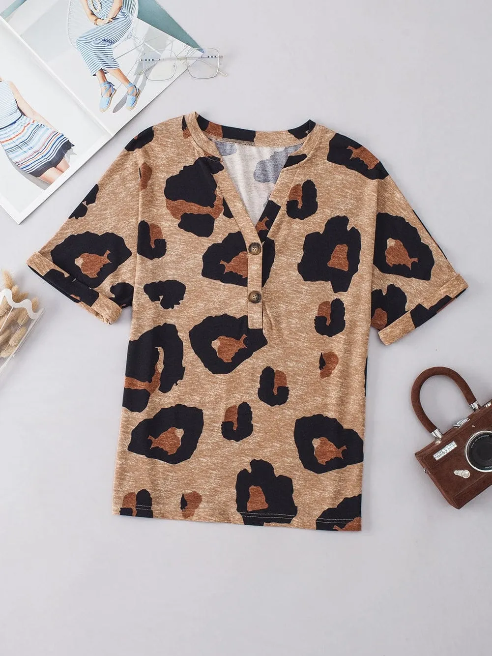 Animal Print V-Neck T-Shirt