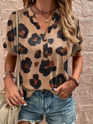 Animal Print V-Neck T-Shirt