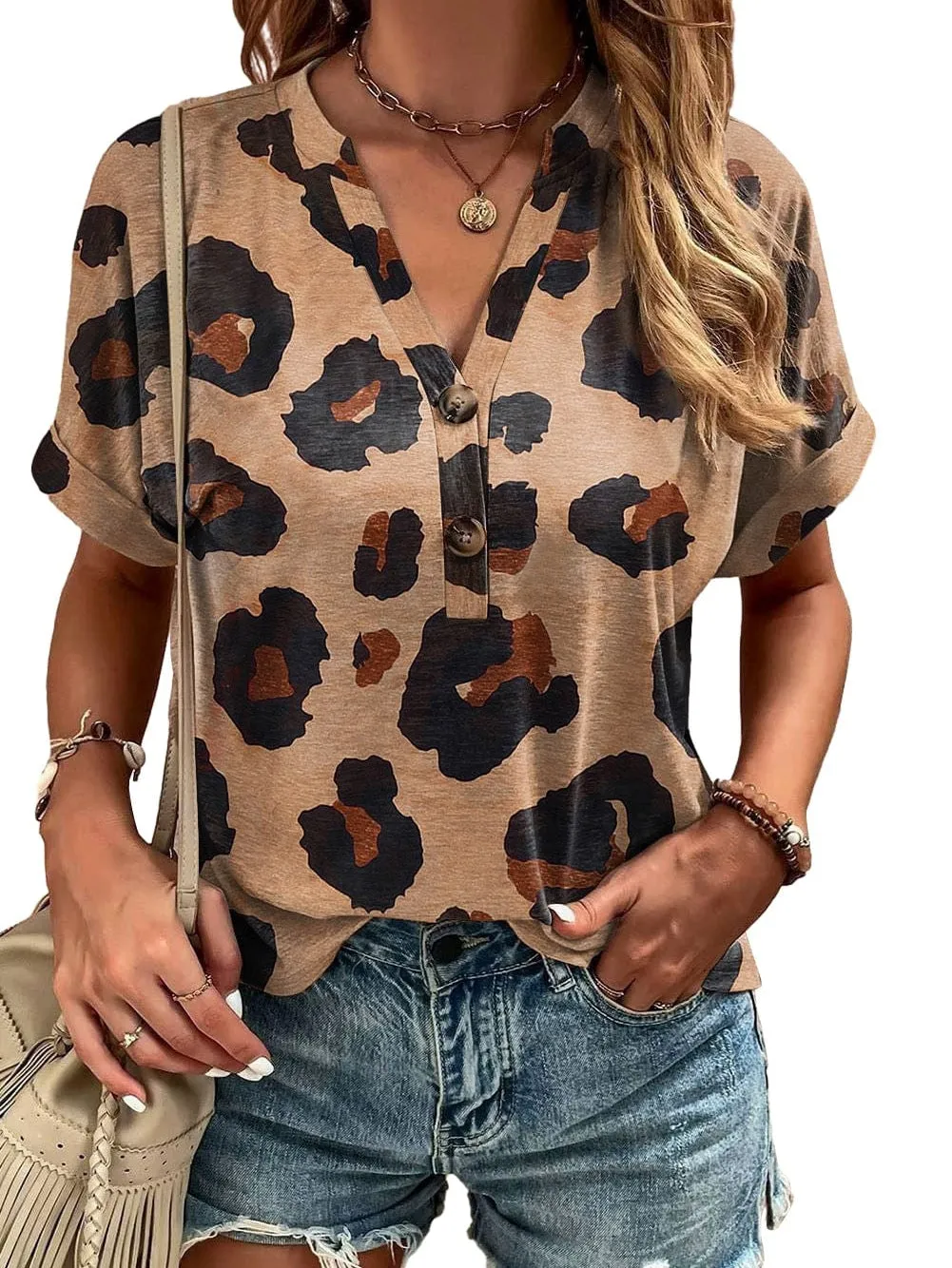 Animal Print V-Neck T-Shirt