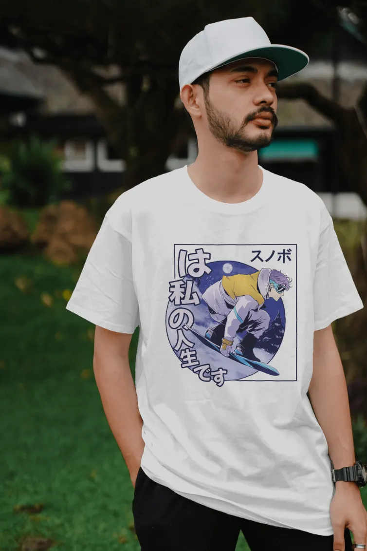 Anime Snowboard Printed Oversized T-shirt for Men