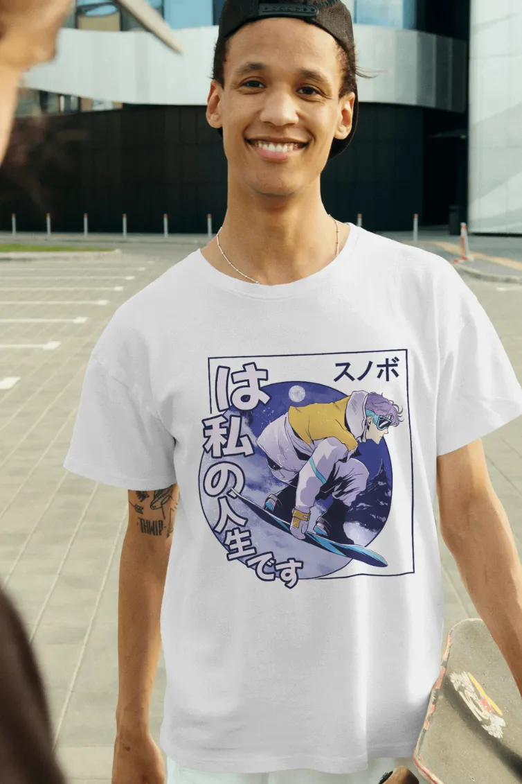 Anime Snowboard Printed Oversized T-shirt for Men