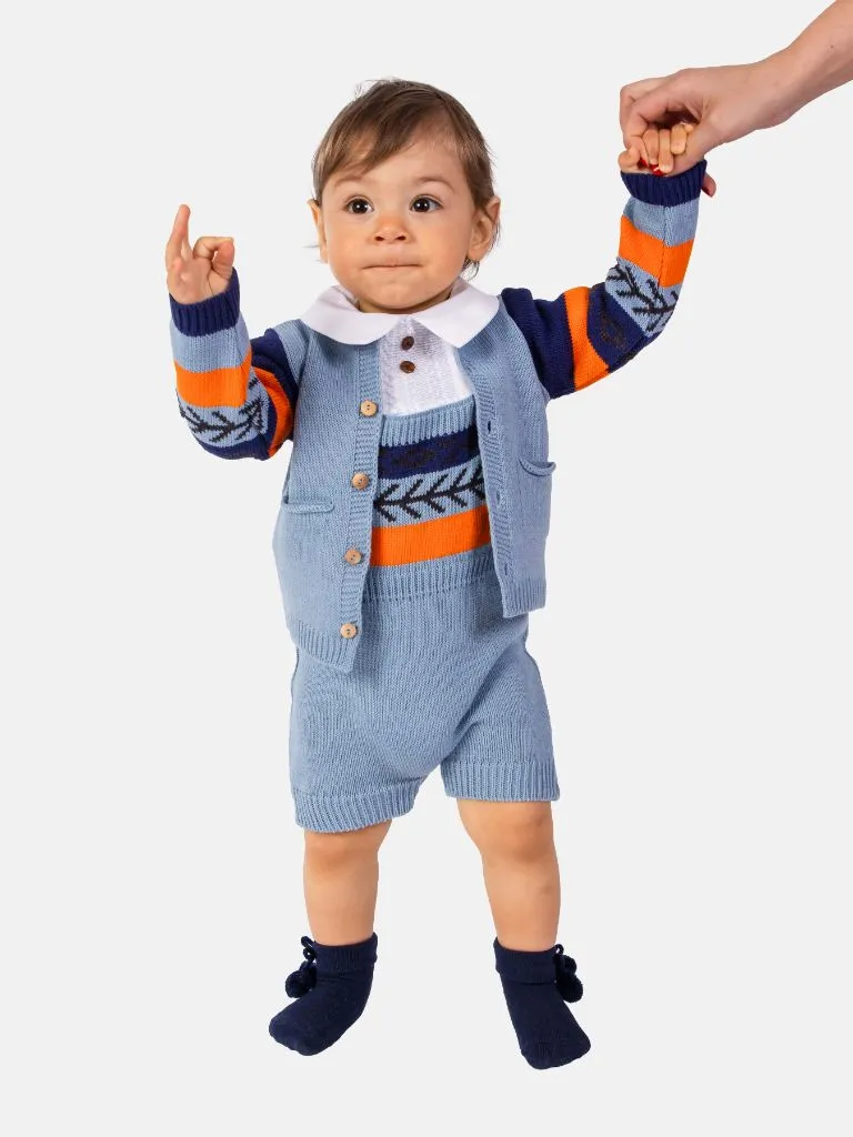 Baby Boy Marco Collection 2-piece Spanish Knitted Set-Ocean Blue