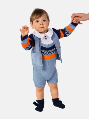 Baby Boy Marco Collection 2-piece Spanish Knitted Set-Ocean Blue