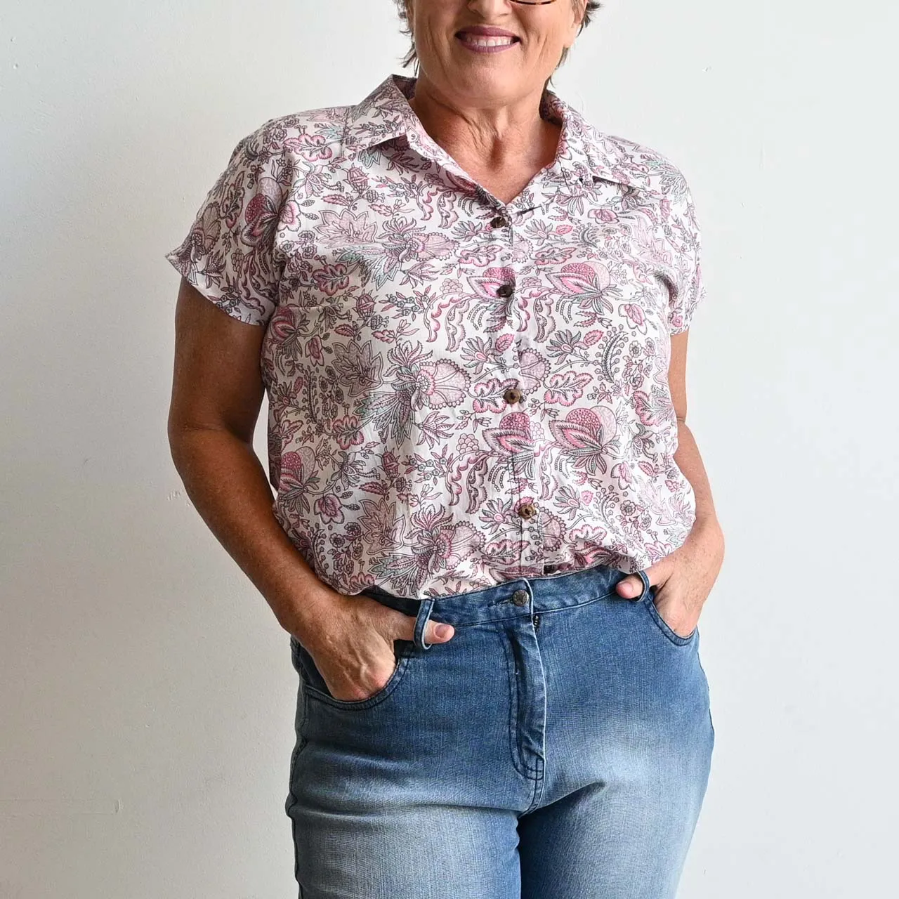 Be My Cotton Blouse by KOBOMO - Pink Paisley