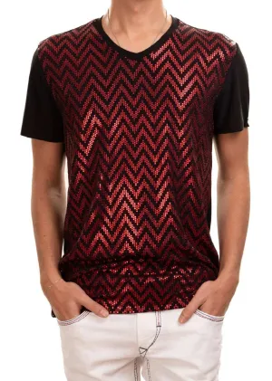 Black Red Zigzag Tech Tee