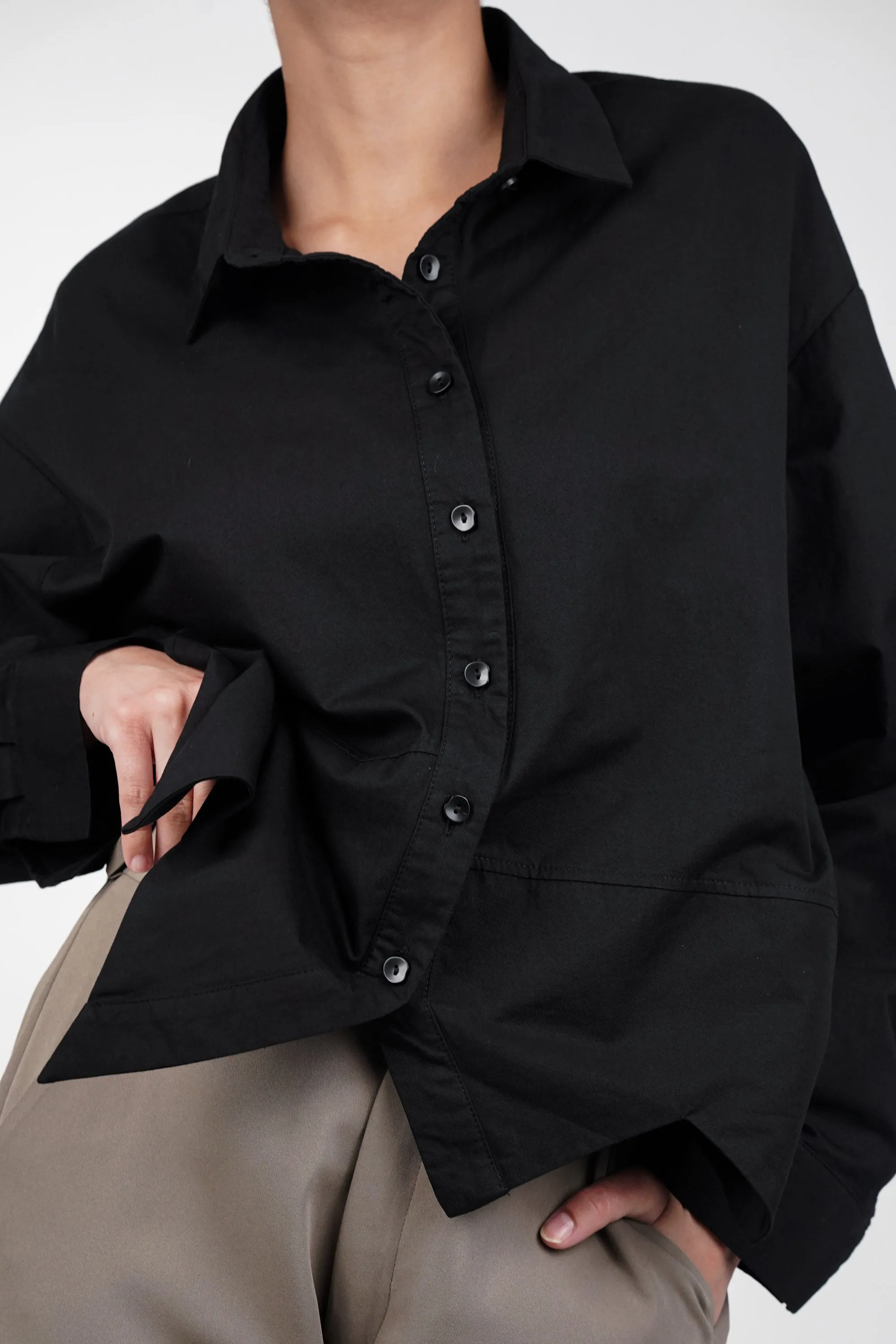 Black Shirt With Zigzag Hem