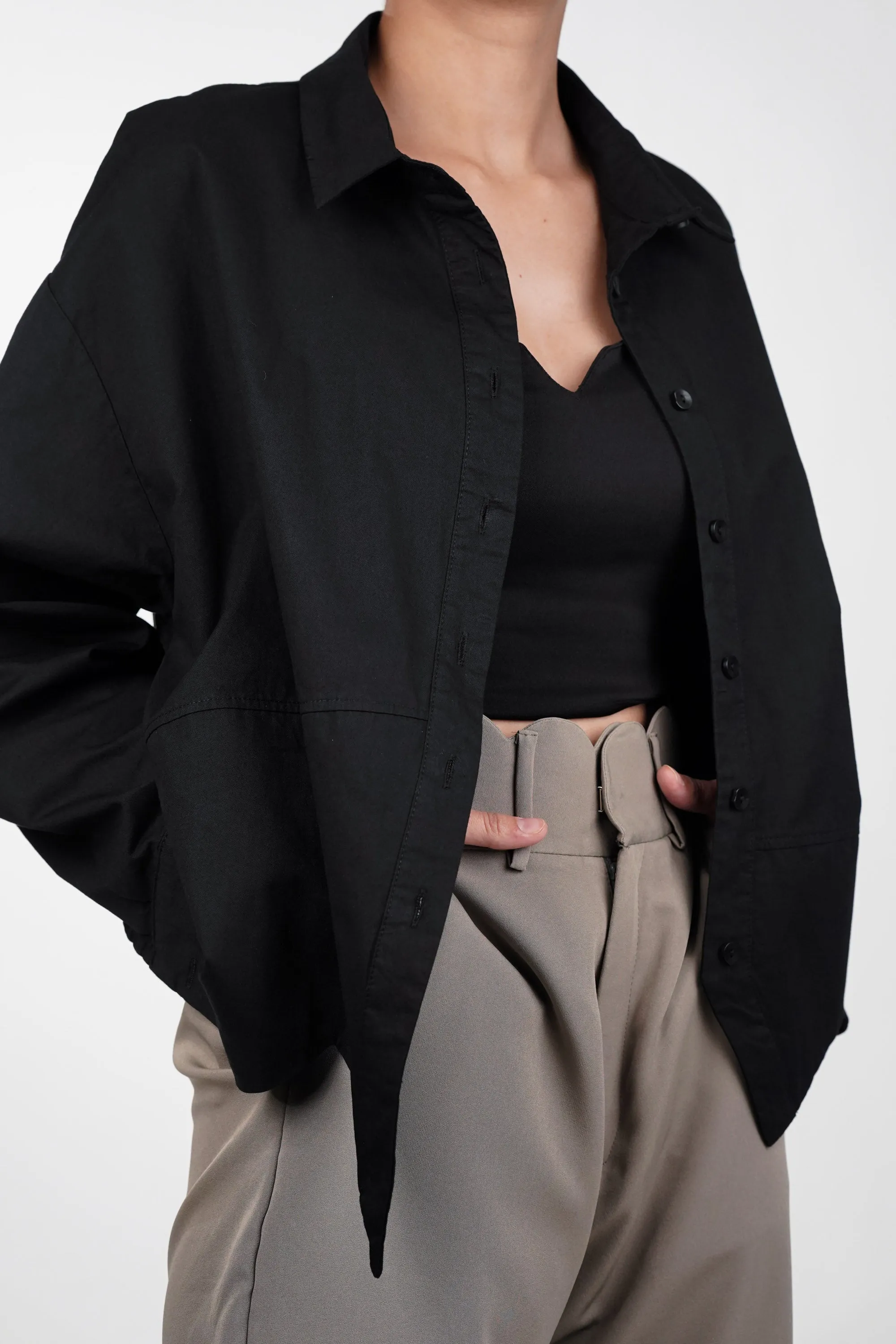 Black Shirt With Zigzag Hem