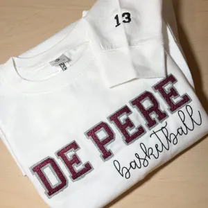 Bling Glitter De Pere Redbirds Custom Crewneck or Hoodie Sweatshirt