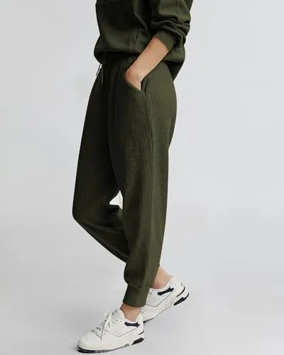 BTFBM Women's Two Piece Outfits Long Sleeve V Neck Zip Pullover Top & Drawstring Pants Sweatsuit Tracksuits Lounge Set(Solid Fruit Green,Medium)