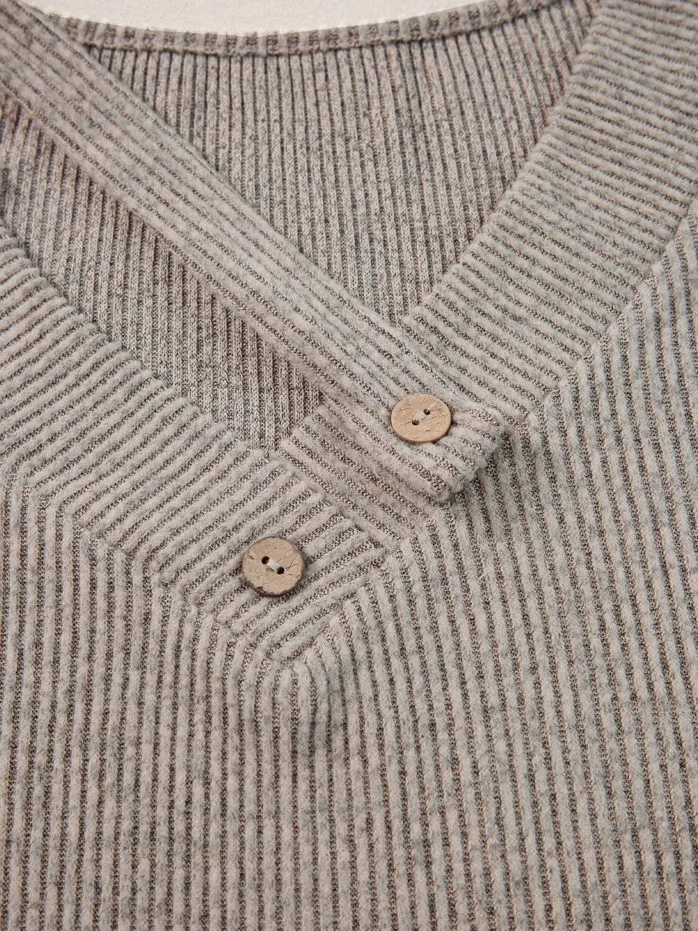 Button-Up Ribbed Knit Top