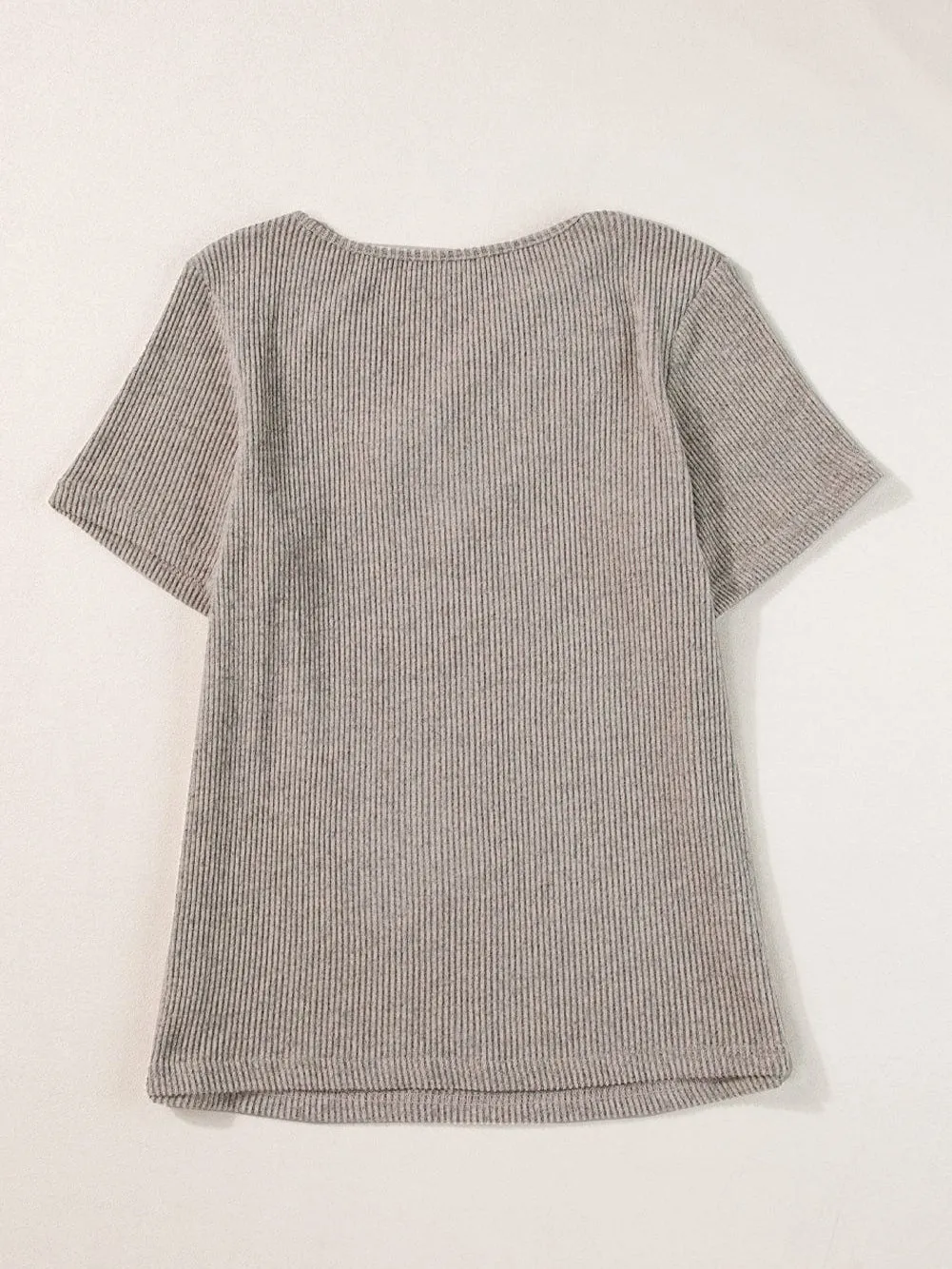 Button-Up Ribbed Knit Top