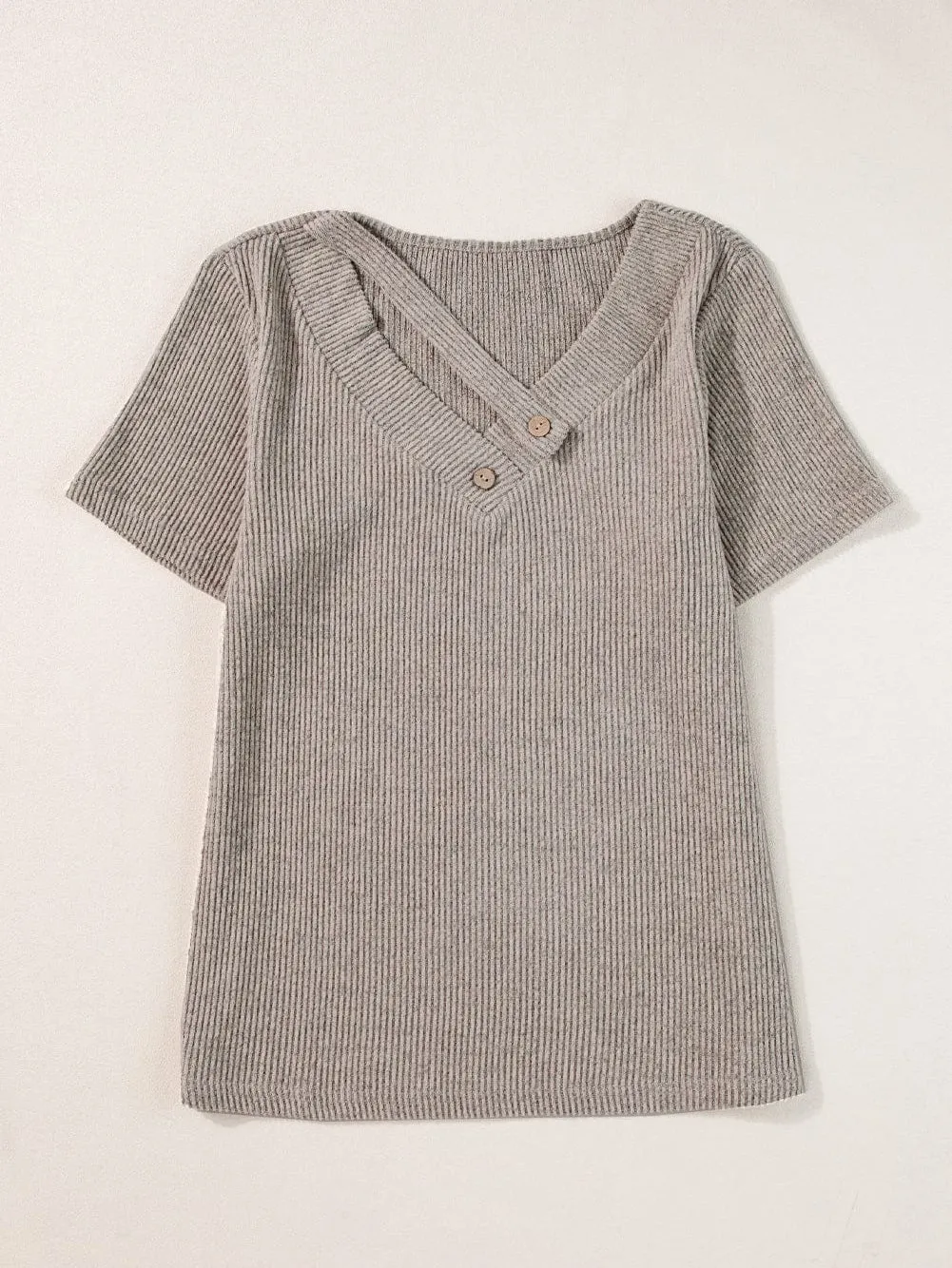 Button-Up Ribbed Knit Top