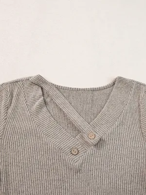 Button-Up Ribbed Knit Top