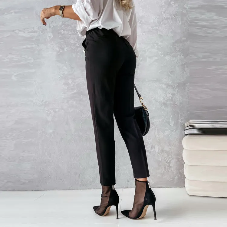 Casual Spring Clothing Suit Pants Women's Slim Fit
