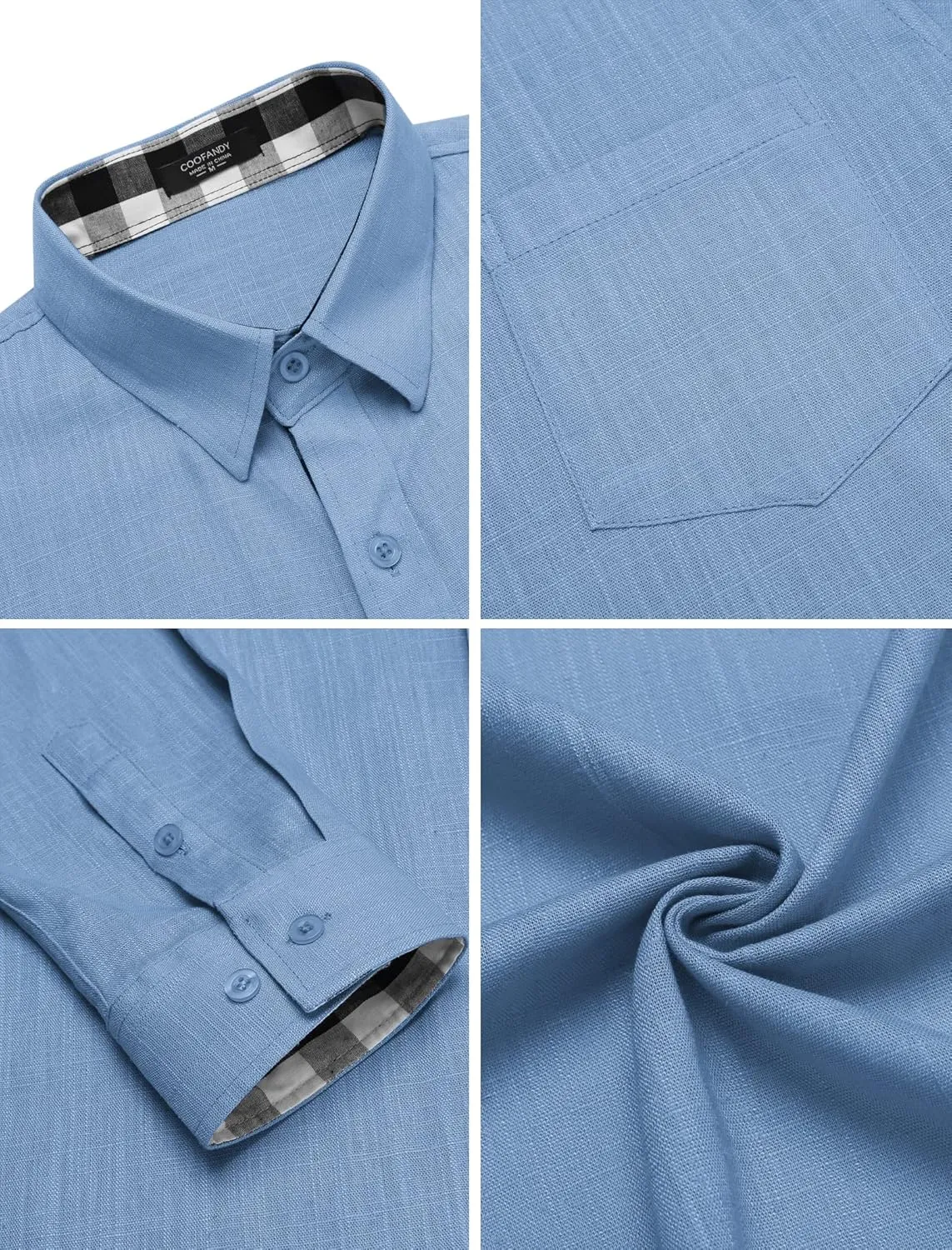 COOFANDY Men's Linen Shirt Business Casual Textured Shirt Button Up Beach Shirt