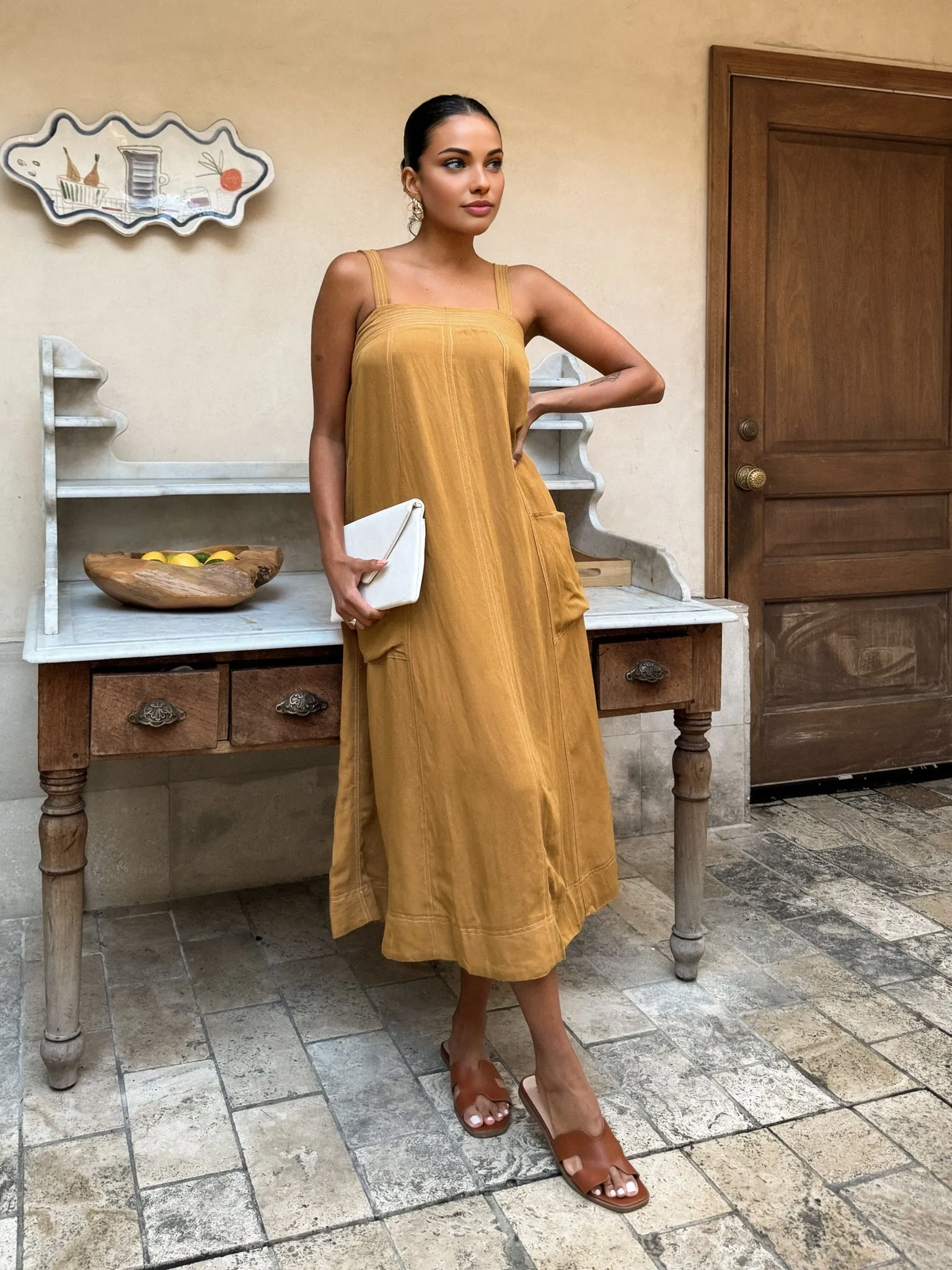 Cotton & Linen Trendy Large Pocket Long Dress