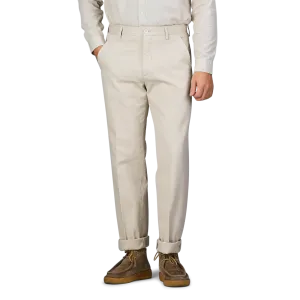 Cream Beige Cotton Stretch Model 8 Chinos