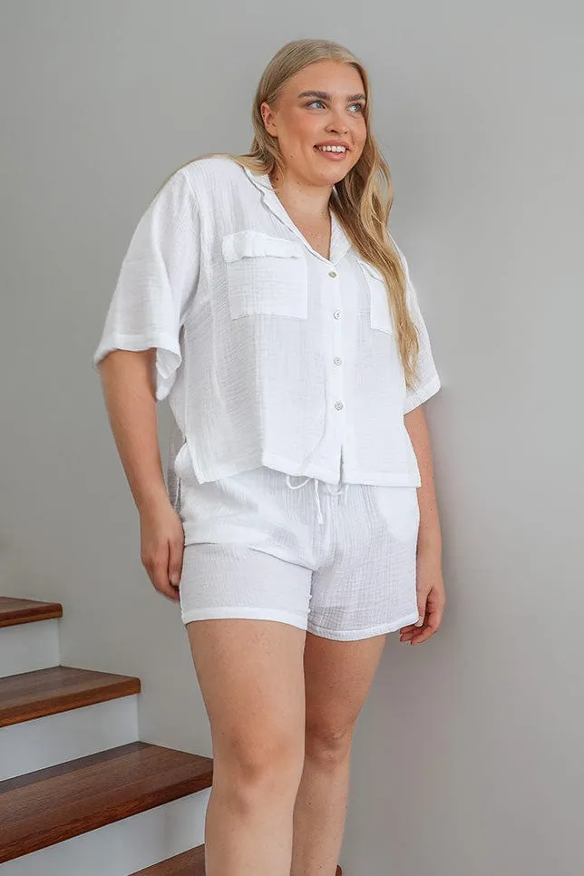 Crepe Short Lounge Set White