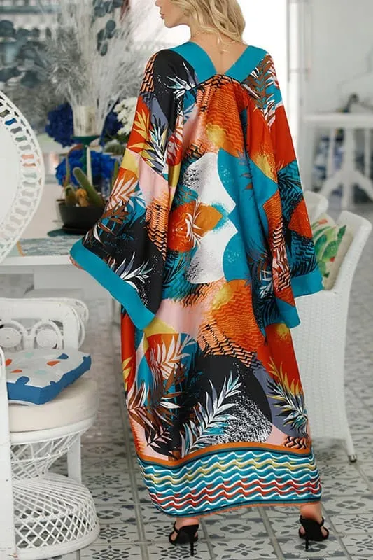 CZ009 Graphic Maxi Kimono Cardigan