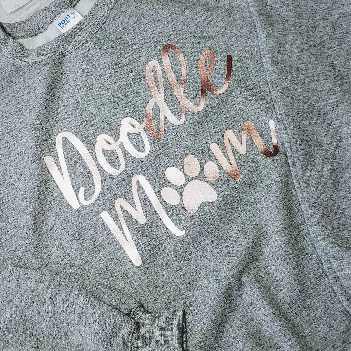 Doodle Mom Super Comfy Crew Neck Heather Grey Unisex Sweatshirt