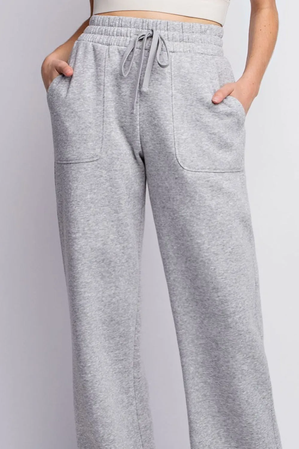 Drawstring Straight Leg Slit Sweatpants
