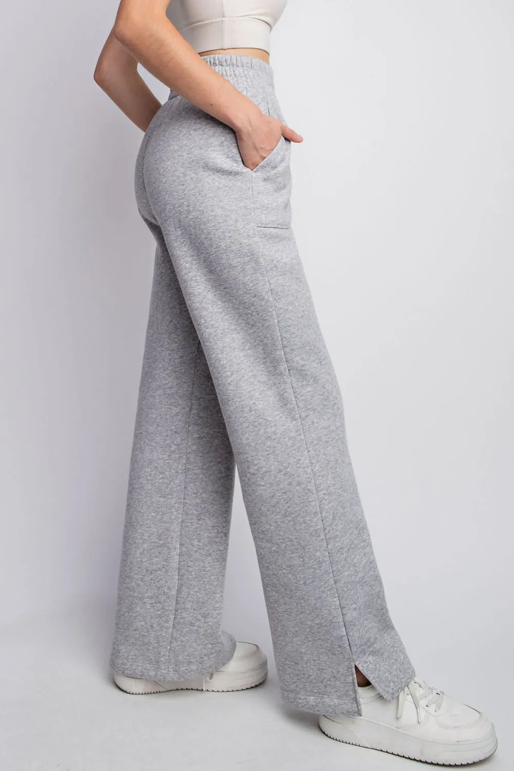 Drawstring Straight Leg Slit Sweatpants