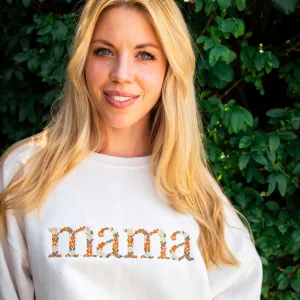 Fall Floral Mama Embroidered Gemma Crewneck Sweatshirt