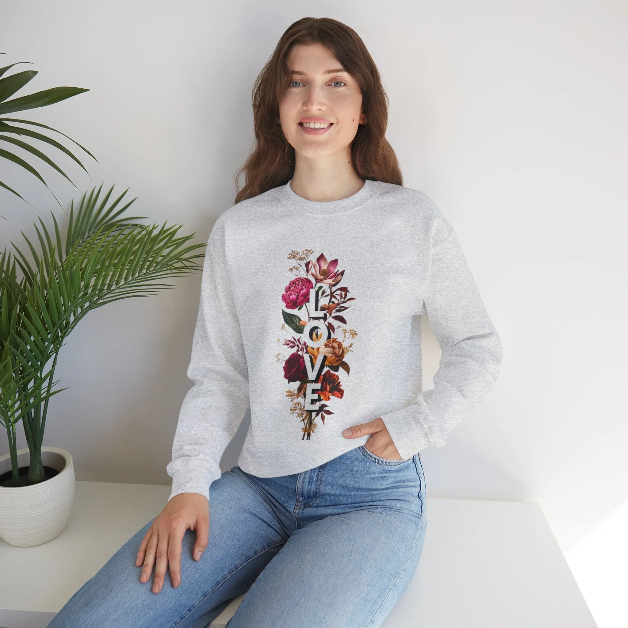 Floral Love Sweatshirt - Cozy Crewneck for Valentine's Day, Mother's Day, Birthday - Spring Fashion, Casual Style