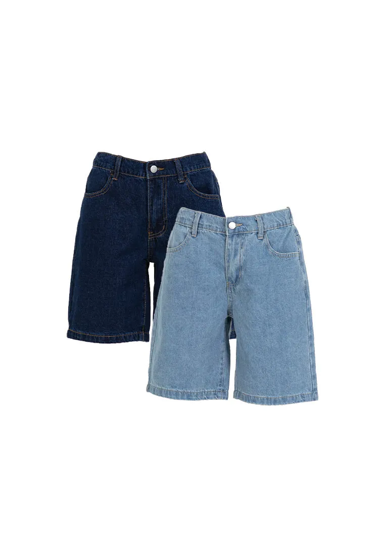 Forest Ladies Denim Jeans Shorts Women Elastic Waist High Waist Short Pants | Seluar Pendek Perempuan - 870150