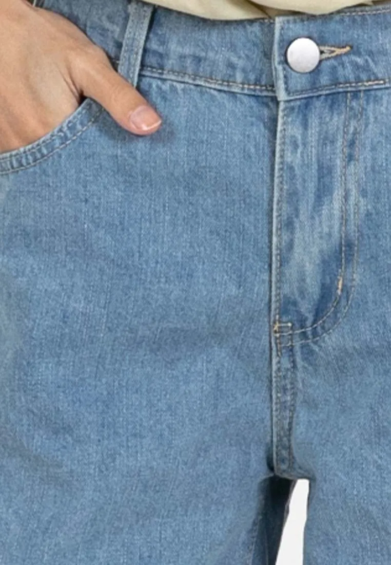 Forest Ladies Denim Jeans Shorts Women Elastic Waist High Waist Short Pants | Seluar Pendek Perempuan - 870150