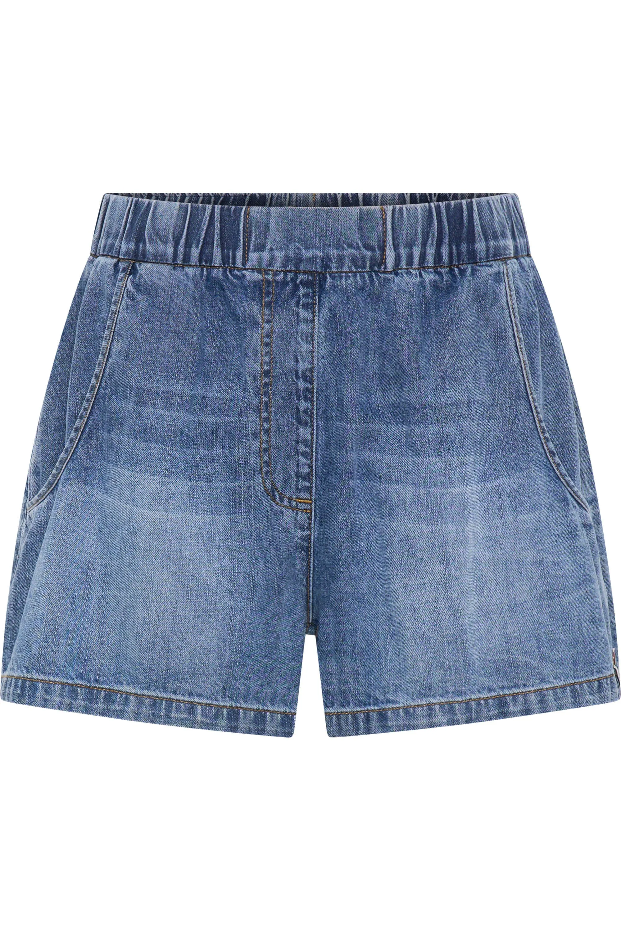 Funks High Waist Elasticated Flippy Denim Short | Blue Love