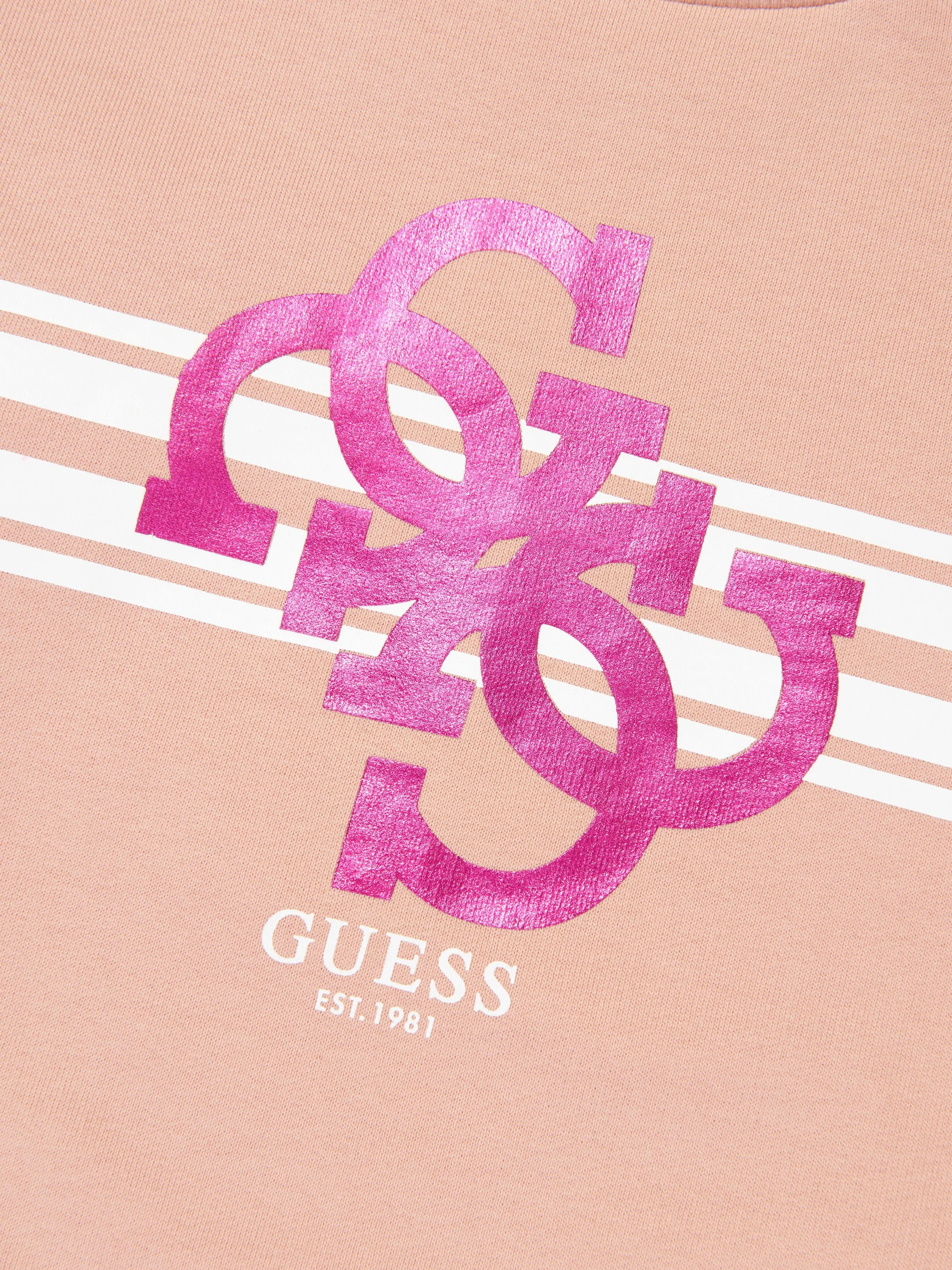 Guess Girls Monogram Logo Sweatshirt in Beige