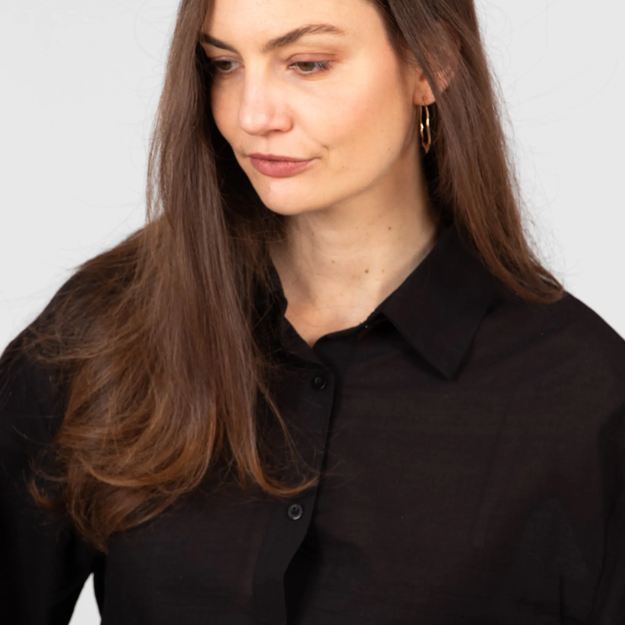 Hattie Long Sleeve Shirt - Black, Broderie Anglaise