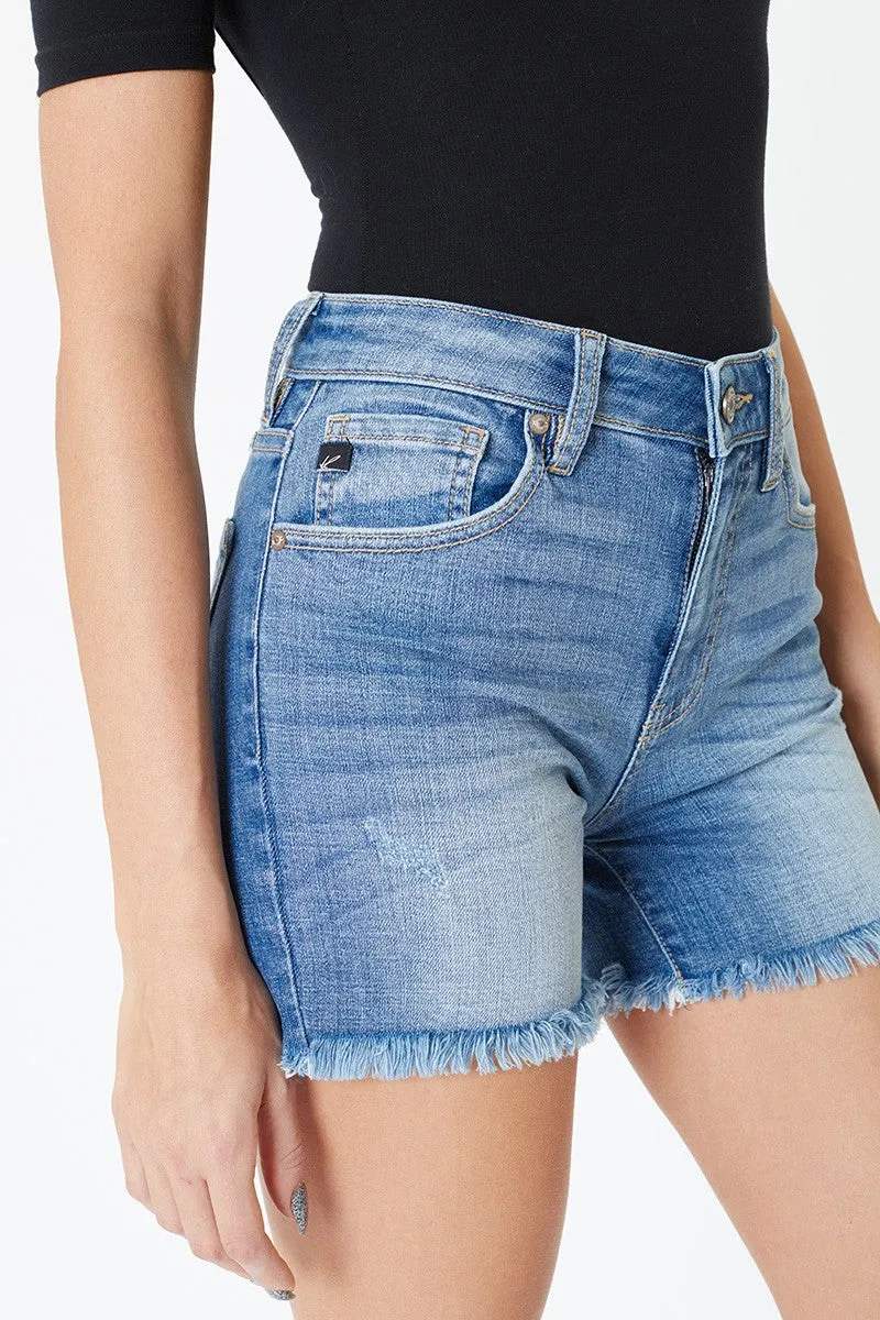 HIGH RISE FRAY HEM SHORTS MEDIUM