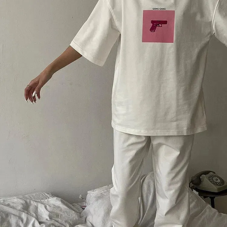 Hirsionsan Oversized Graphic T Shirt Women Summer Casual Tee