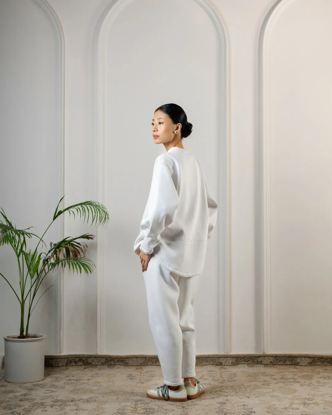 Hiyasu Cotton Fleece Pants : Vanilla