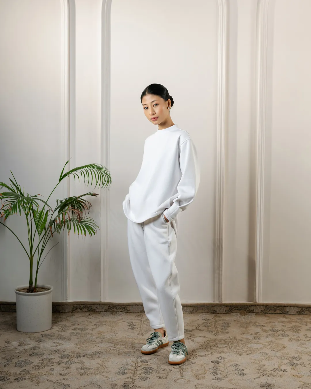 Hiyasu Cotton Fleece Pants : Vanilla