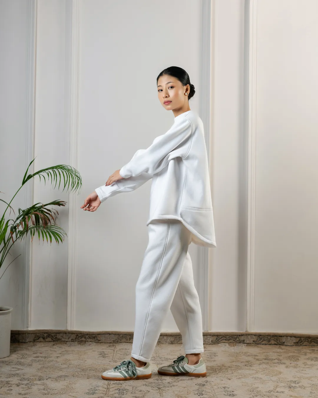 Hiyasu Cotton Fleece Pants : Vanilla