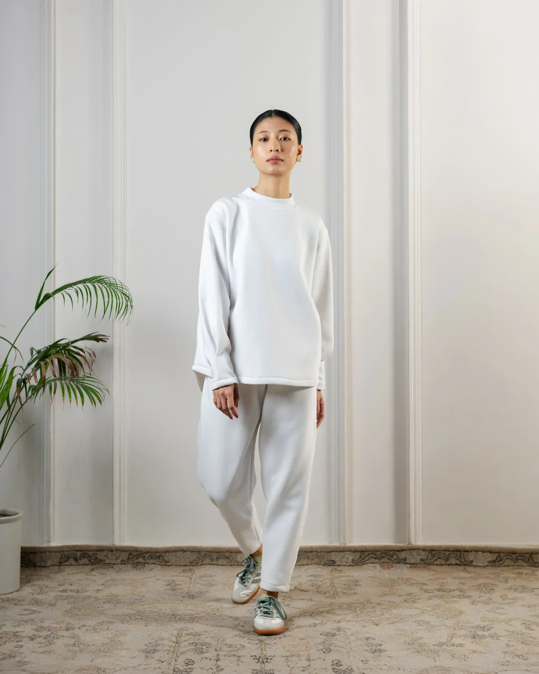 Hiyasu Cotton Fleece Pants : Vanilla