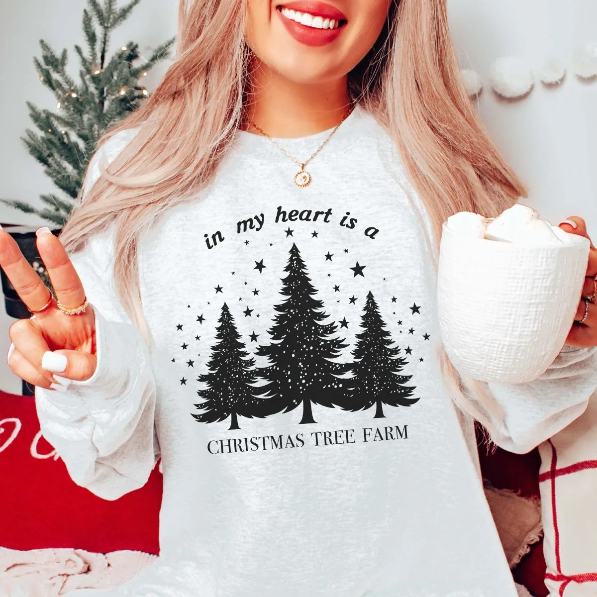 In My Heart Is A Christmas Tree Farm Wholesale Graphic Sweatshirt - Rapid Shipping