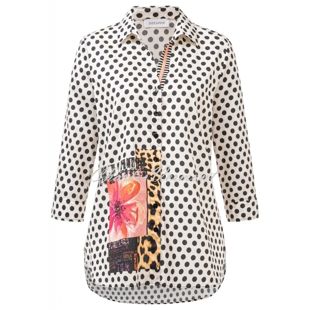 Just White Polka Dot Blouse - Style J1641