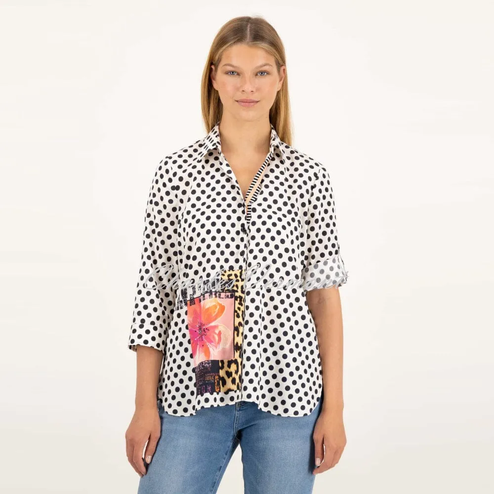 Just White Polka Dot Blouse - Style J1641