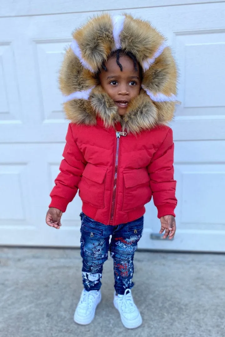 Kids Hollis Bomber Jacket (Red)