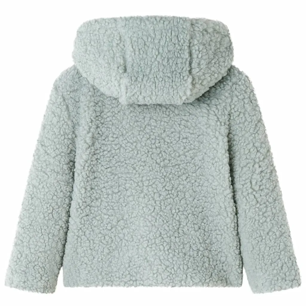 Kids' Hooded Jacket Teddy Faux Fur - Mint Green (Size 116) | Warm, Cozy, and Stylish for Ages 5-6