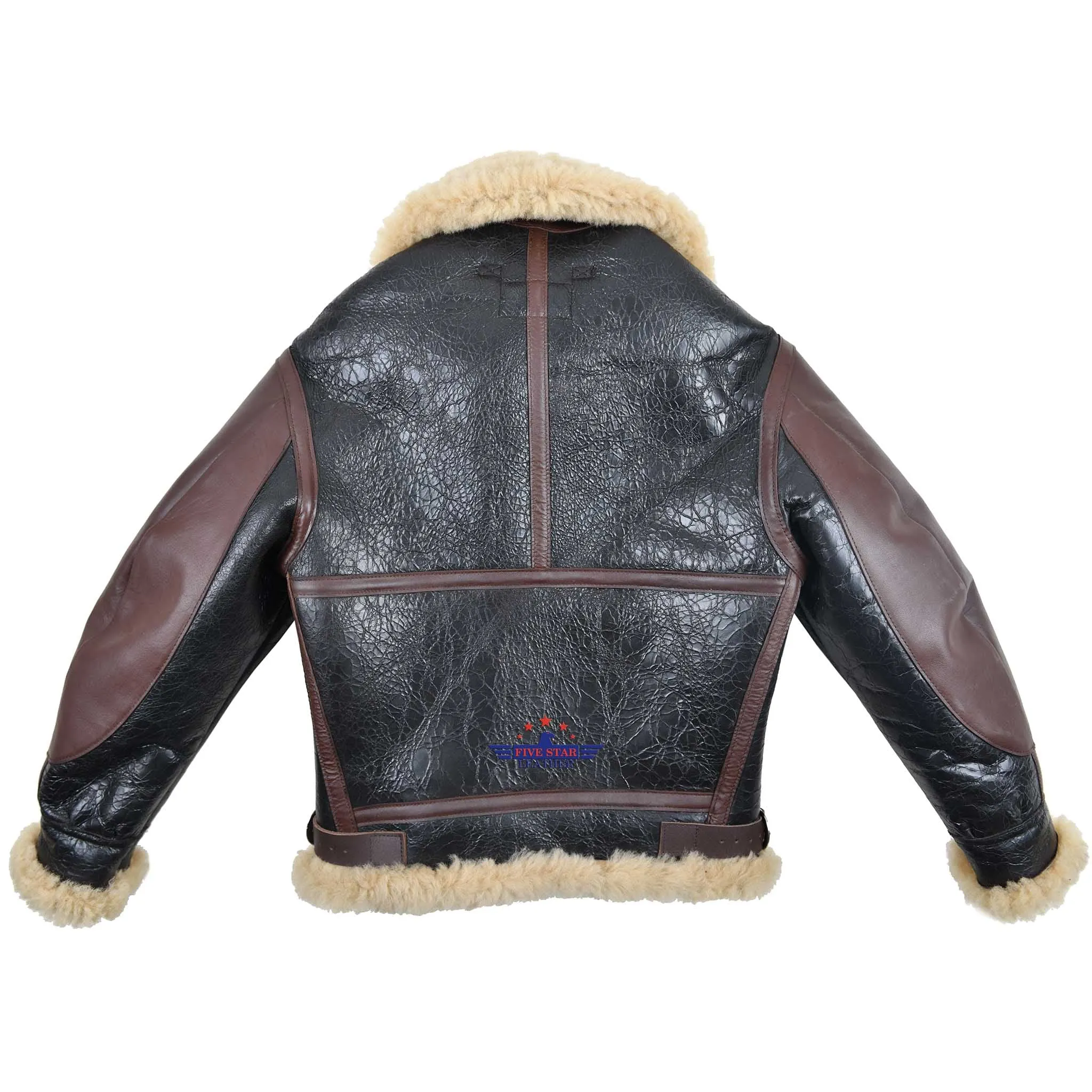 Kids Type B3 Sheepskin Leather Bomber Flight Jacket Seal Brown