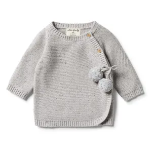 Knitted Kimono Cardigan - Glacier Grey Fleck