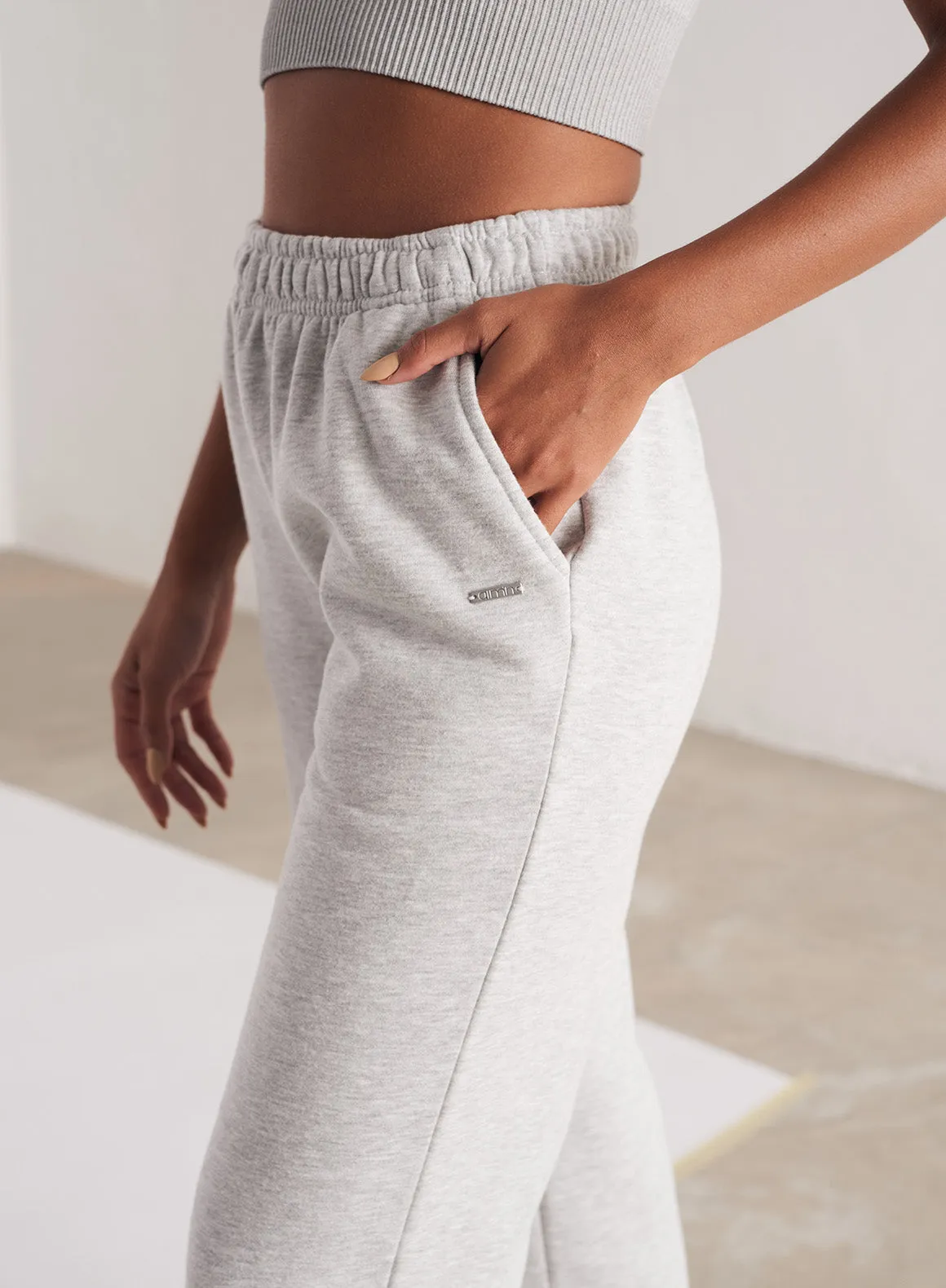 Light Grey Melange Straight Fit Sweatpants