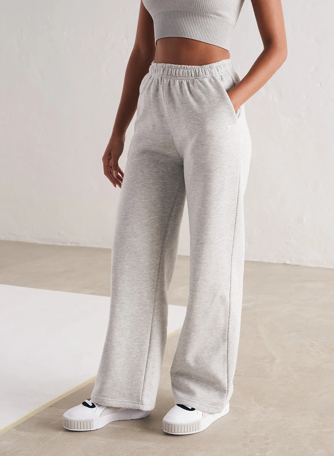 Light Grey Melange Straight Fit Sweatpants